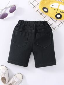 Bebé niño Shorts en mezclilla desgarro - Negro - Ver 2