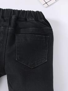 Bebé niño Shorts en mezclilla desgarro - Negro - Ver 4