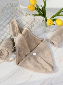 1条纯色发巾，简约浴室发套，适用于美容院、酒店、运动、家居等场合，可作毛巾、护肤品使用。 - 卡其色 - 查看 2