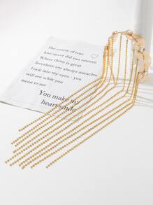 Diadema con mariposa & con diamante de imitación con diseño de fleco - Dorado - Ver 2