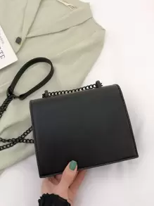 迷你金属装饰翻盖链条方形包时尚扣装饰斜挎包方形翻盖单肩包女士手提包钱包，时尚女士商务休闲包，非常适合办公室、商务和工作