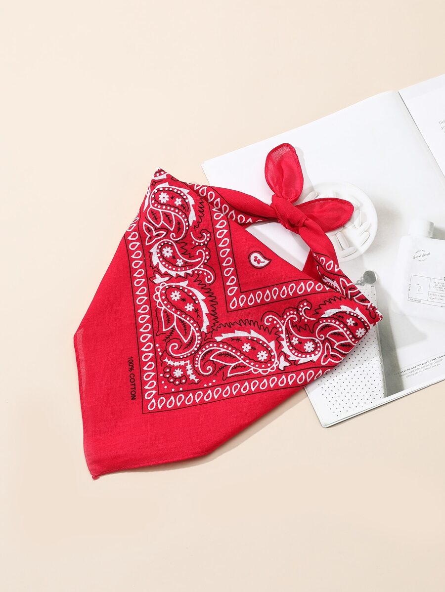 1 pieza Pañuelo cuadrado pequeño de 100% algodón con estampado de anacardo