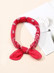 1 pieza Pañuelo cuadrado pequeño de 100% algodón con estampado de anacardo - Rojo - Ver 4