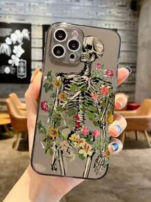 ROMWE Fairycore 骷髏圖案手機外殼 - 黑色 - 查看 3