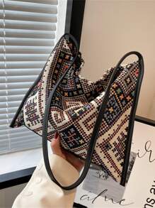 Geometric Pattern Bucket Bag - Multicolor - View 1
