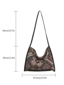 Geometric Pattern Bucket Bag - Multicolor - View 5