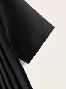 SHEIN LUNE Blusa en contraste fruncido irregular - Negro - Ver 4