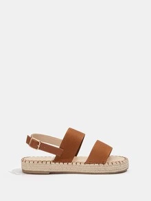 Double Strap Espadrille Slingback Sandals - Brown - View 3