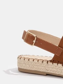 Double Strap Espadrille Slingback Sandals - Brown - View 5