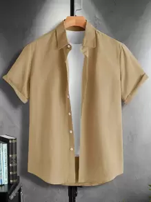 Manfinity Men Button Front Shirt Without Tee - Khaki - View 1