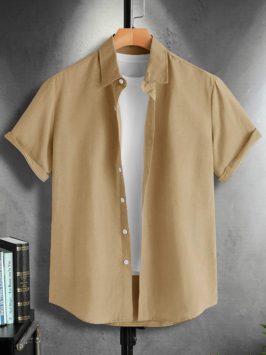 Manfinity Men Button Front Shirt Without Tee - Khaki - View 1