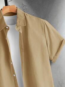 Manfinity Men Button Front Shirt Without Tee - Khaki - View 3