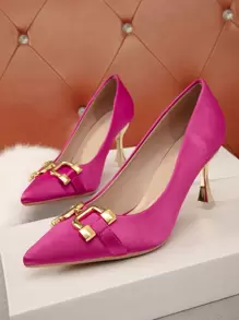 Zapatos de tacón con diseño metal tacón pirámide - Rosa Fucsia - Ver 1