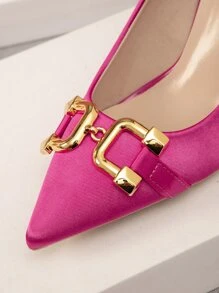 Zapatos de tacón con diseño metal tacón pirámide - Rosa Fucsia - Ver 5