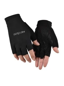 1pair Half-Finger Sports Gloves,Black Gloves - Black - View 2