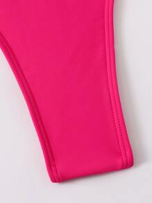 SHEIN Swim Summer Beach Tie Backless One Piece Swimsuit - Hot Pink - View 4