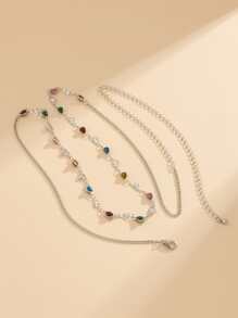 愛心裝飾腰鏈 - 銀色 - 查看 2