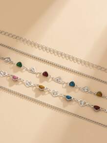 愛心裝飾腰鏈 - 銀色 - 查看 5