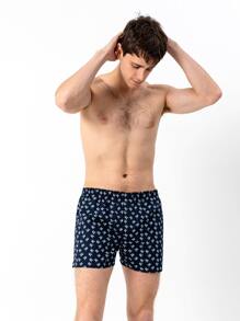 男士滿版飛機印花平角內褲 - 藍白色 - 查看 3