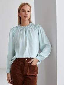 MOTF PREMIUM VISCOSE NOTCHED NECK TOP - Mint Green - View 1