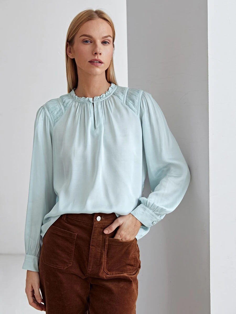 MOTF PREMIUM VISCOSE NOTCHED NECK TOP - Mint Green - View 1