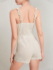 褶邊褶邊連身短褲 - 米色 - 查看 2