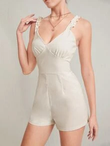 褶邊褶邊連身短褲 - 米色 - 查看 5