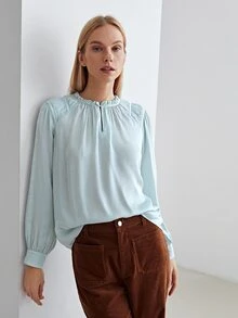 MOTF PREMIUM VISCOSE NOTCHED NECK TOP - Mint Green - View 7