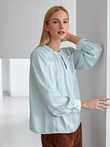 MOTF PREMIUM VISCOSE NOTCHED NECK TOP - Mint Green - View 10