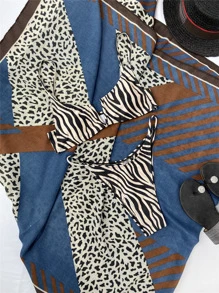 SHEIN Swim 斑馬條紋 V 型有線丁字褲比基尼套裝 - 彩色 - 查看 4