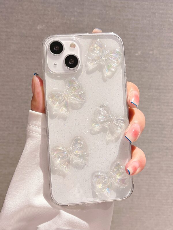 Apple Daisy Bow Decor Bracelet + 3D Glitter Bow Phone Case Compatible With Iphone 16 Pro Max/16/16 Pro/16 Plus/15/15 Pro Max/15 Pro/15 Plus/11/12/13/14 Pro Max/XS/XR/11 Pro/11 Pro Max/12 Pro/12 Pro Max/13 Pro/13 Pro Max/7 Plus/14 Pro/14 Pro Max/14 Plus/7 Plus/8 Plus/8/SE2 Soft Case