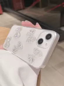 Apple Daisy Bow Decor Bracelet + 3D Glitter Bow Phone Case Compatible With Iphone 16 Pro Max/16/16 Pro/16 Plus/15/15 Pro Max/15 Pro/15 Plus/11/12/13/14 Pro Max/XS/XR/11 Pro/11 Pro Max/12 Pro/12 Pro Max/13 Pro/13 Pro Max/7 Plus/14 Pro/14 Pro Max/14 Plus/7 Plus/8 Plus/8/SE2 Soft Case