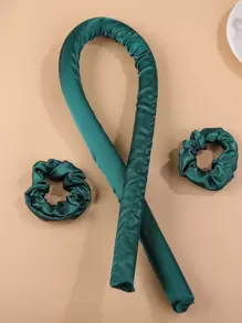 Rizado de cabello sin calor para cabello medio/largo, rulos para rizos sin calor para dormir en espuma suave durante la noche para mujeres, diadema con varilla de rizado sin calor - Verde Oscuro - Ver 3