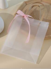 1pc Ribbon Decor Clear Gift Bag - Clear - View 4