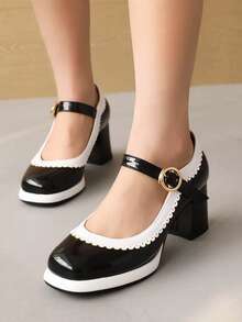 Giày cao gót Nữ Khối Màu Đúng mốt - màu đen - Xem 2