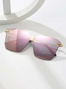 方形框架著色鏡片太陽眼鏡 - 粉色 - 查看 1