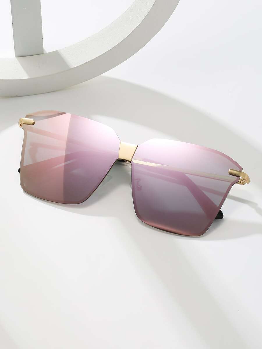 方形框架著色鏡片太陽眼鏡 - 粉色 - 查看 1