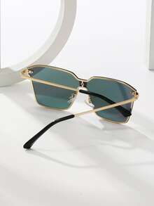 方形框架著色鏡片太陽眼鏡 - 粉色 - 查看 3