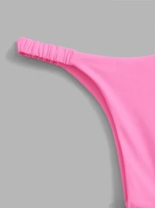 Swim Mod Summer Beach Solid Bikini Set Halter Triangle Bra & Thong 2 Piece Bathing Suit