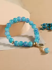 Braccialetto di perline di cristallo da donna con ciondolo rotondo con decorazioni in strass Braccialetto di perline di cristallo fatto a mano