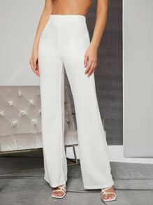 SHEIN Privé Quần nữ màu trơn Giải trí - trắng - Xem 5