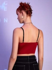 Lace Up Grommet Eyelet Bra - Burgundy - View 2