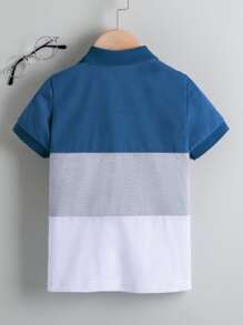 SHEIN Boys Colour Block Polo Shirt - Multicolor - View 2