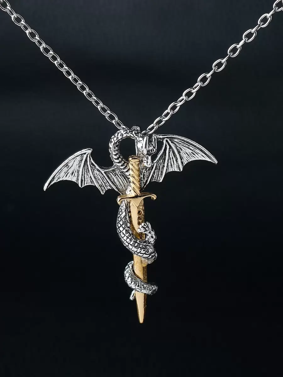 Những người đàn ông thời trang và được ưa chuộng Phương Tây Dragon & Sword Mặt dây chuyền vòng cổ hợp kim để làm quà tặng trang sức và cho một vẻ ngoài sành điệu - Nhiều màu - Xem 1