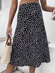 Breezaya Váy Maxi in họa tiết xẻ đùi, trang phục đi biển mùa thu cho nữ - Đen và trắng - Xem 6