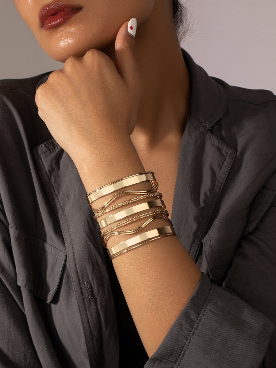 鏤空手鐲 - 金黃色 - 查看 1