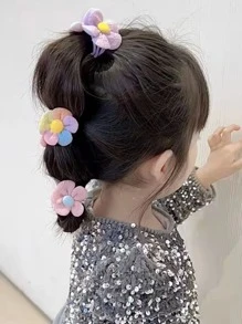 10入組小女童花朵裝飾髮圈