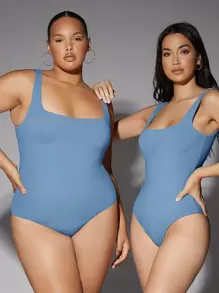 Silquee 1pc Square Neck Solid Bodysuit