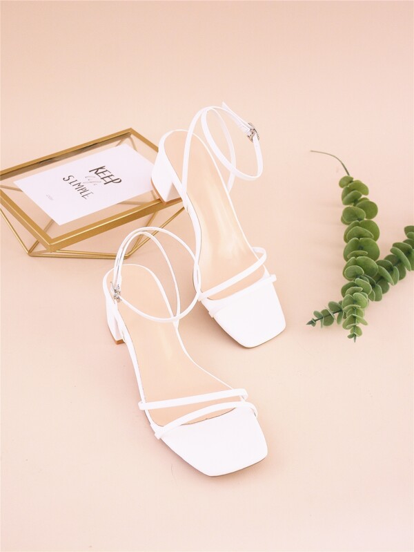 Women Minimalist Chunky Heeled Ankle Strap Sandals, Elegant Summer Heeled Sandals