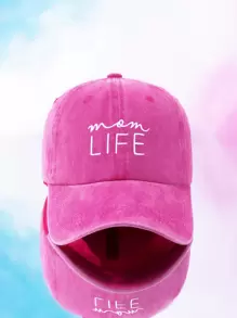 Y2k Unisex Mom Life Embroidered Baseball Cap, Sun Protection & Breathable & Fashionable, Suitable For Daily Casual And Going Outwear - Hot Pink - View 1